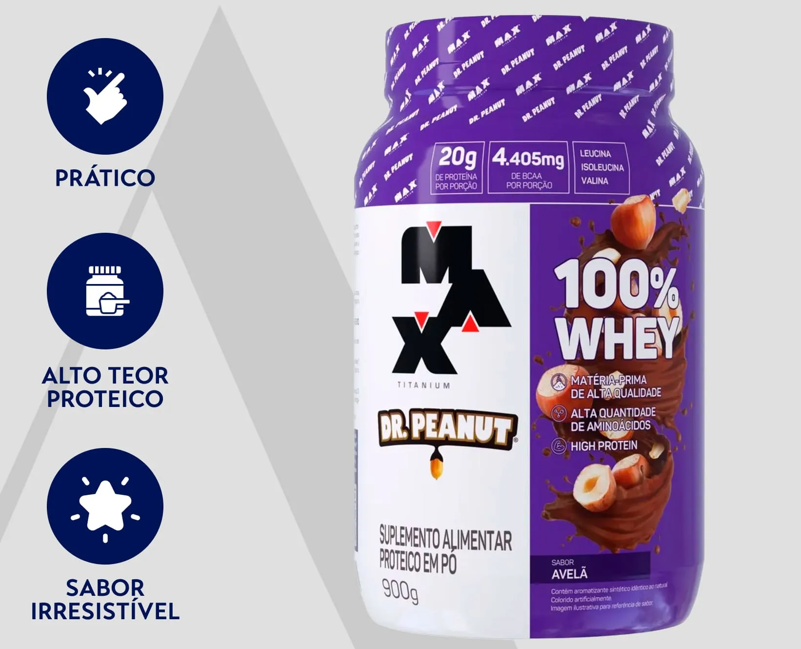 Whey de Avelã 100% Dr. Peanut | Max | 900g