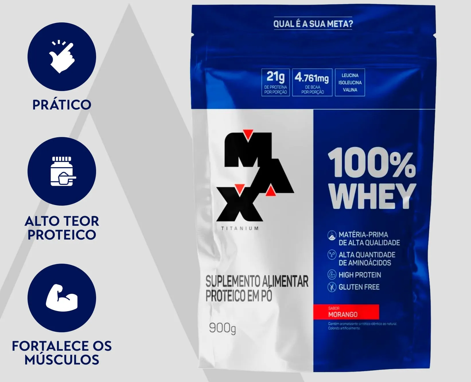 Whey Max Sabor Morango | 900g (Refil)