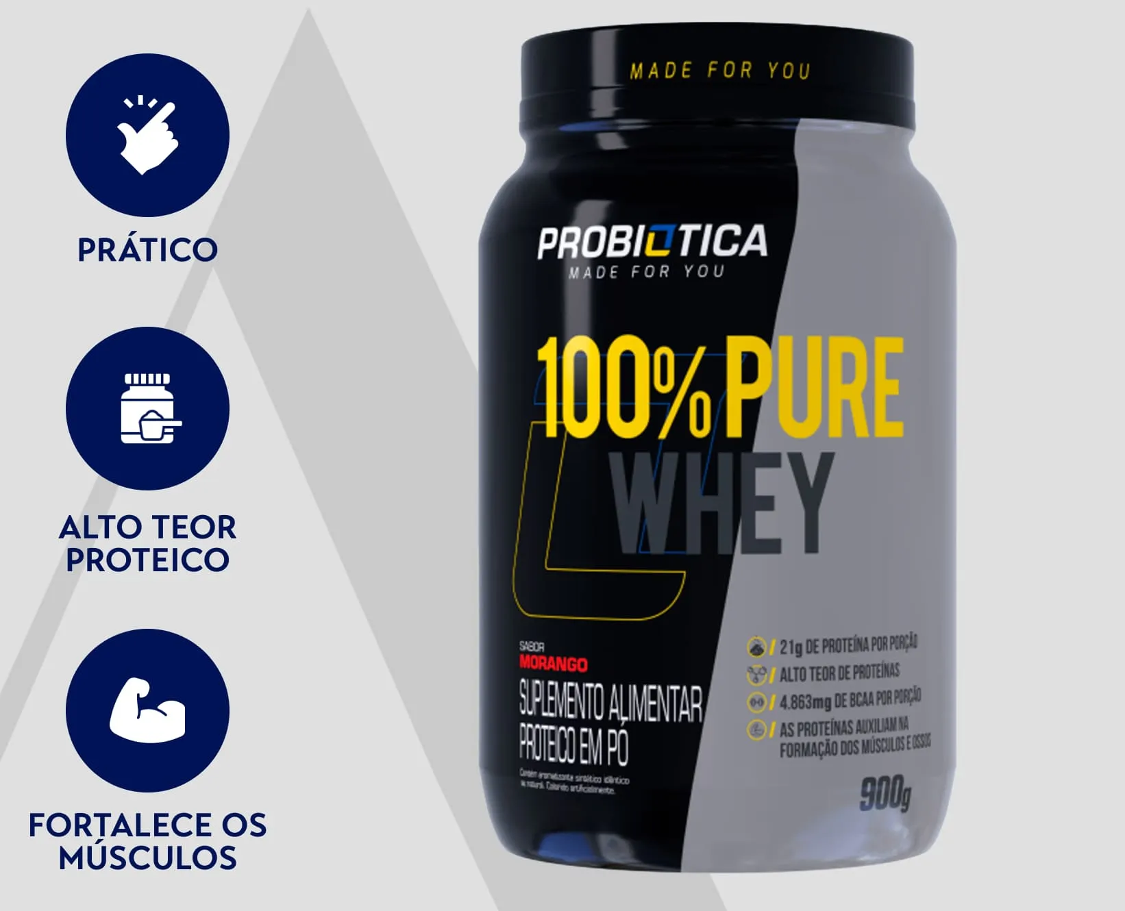 Whey Probiótica de Morango | 900g